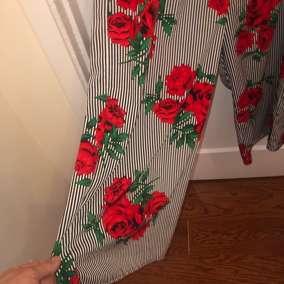 Urban Heritage Off-Shoulder Jumpsuit- large with tassels/ wide legs/ peasant top - Picture 2 of 9